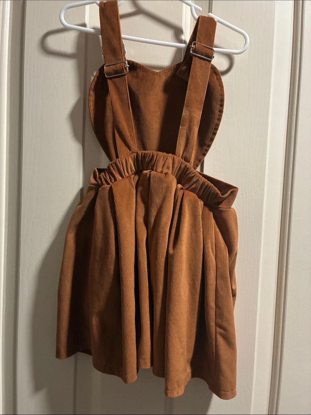 Girls' Rust Corduroy Pinafore Dress with Adjustable Straps